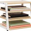 Mind Reader 4-Tier Desk Organizer, File Storage, Documents, Office, Metal, MDF, 14.5" L x 10.5" W x 12" H, White