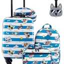 Travelers Club 5 Piece Kids' Luggage Set, Cool Dog ( 18" Hardside Carry-on Luggage, 15" Backpack, 10" Lunch Bag, Neck Pillow, Luggage Tag)