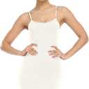 Qaffier Full Slips Dress for Women Adjustable Spaghetti Strap V Neck Under Dress Camisole Mini Slip Dress (White, M)