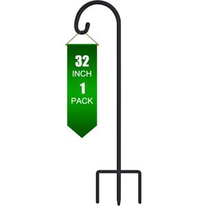 FEED GARDEN Adjustable 32 Inch Small Shepherd Hooks for Outdoor, Garden Hooks for Lanterns, Sheperd Hook for Hanging Plants, Bird Feeders, Solar Lights, Mason Jars, Weddings Decor,1 Pack