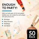 IMPRESA Mini Plastic Bottles - 75ml (2.5oz), Clear, 50-Pack - Liquor Containers with Airtight Caps, Reusable & Dishwasher Safe
