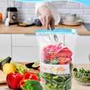 120 Pack Calendar Slider Quart Freezer Bags Reusable Food Storage Bags Slide Zipper Expandable Bottom Clear Plastic Freezer Bags With Write-On-Label For Food Storage (Blue)
