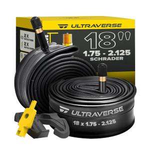 Ultraverse 18" Bike Inner Tubes 18 x 1.75, 1.95, 2.00, 2.10, 2.125 Heavy Duty Butyl Rubber withSchrader Valve – Replacement Bicycle Tube Compatible with Kids, BMX, Cruiser, Mountain Bikes – Set of 2