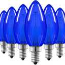 EDISHINE C35 Blue Dimmable LED Light Bulbs, 5W Equivalent 60W, LED Filament Light Bulb, 6 Pack E12 Socket, Clear Glass Edison Bulb for Home Decoration, Holiday, Porch, UL Listed