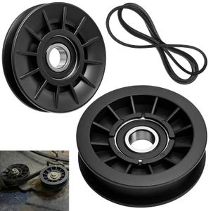 756-05024 V Idler Pulley & 756-05032 Flat Idler Pulley & 754-05027 (1/2" X 91") Tractor Drive Belt Compatible with Cub Cadet Mtd Gt50 Gt54 Lt42 Gt Xt1 Xt2 Zt1 Zt2