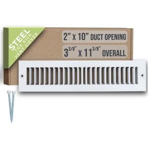 Fits 2x10 Duct Opening | Toe Kick Vent Cover by Handua | Cabinet Toe Kick Space Register Grille | HVAC Toe Space Vent Cover | Outer Dimensions: 3 3/ 8" X 11 3/ 8" | Off White