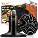 MIXJOY 250W Ceramic Heat Emitters - 2Pack Reptile Heat Lamp Bulbs, No Light Emitting, Ideal for Gecko, Lizard, Bearded Dragon, Turtle, Snake & Chicken