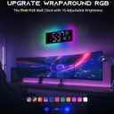 EASYERA 16.5" Large Digital Wall Clock with BT Sync, RGB Lights with 11 Scenes Mode Remote Control, Dual Alarms with Big LED Display, Auto DST, Temperature for Classroom Gaming