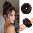 Messy Buns Hair Pieces 100% Human Hair Chignons Scrunchie Elastic Rubber Band Messy Bun Hair Piece Stretchy Fluffy Donut Updo Bun Wig Smooth Hair Bun Extensions for Women Natural Dark Brown