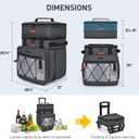 TOURIT Collapsible Cooler with Wheels, Insulated Rolling Cooler with All-Terrain Cart, Waterproof Soft Sided Cooler Bag for Beach, Picnic, Camping, Shopping, Travel