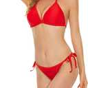LIZENS Bikini Set for Women Tie Side Triangle String Sexy Swimsuit Womens Black Bikini Bathing Suit Tow Piece Bikinis Sets (Red, XL)