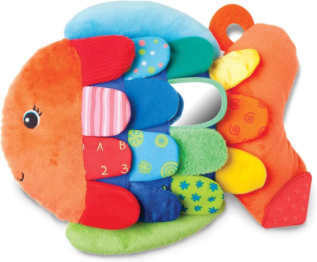 Melissa & Doug Ks Kids, Flip Fish Stuffed Animal, Soft Baby Book, Multi-Textured Squeaking & Crinkling Infant Sensory Toys for Babies with Baby Mirror, Tummy Time Toys for Infants Ages 0-9 Months