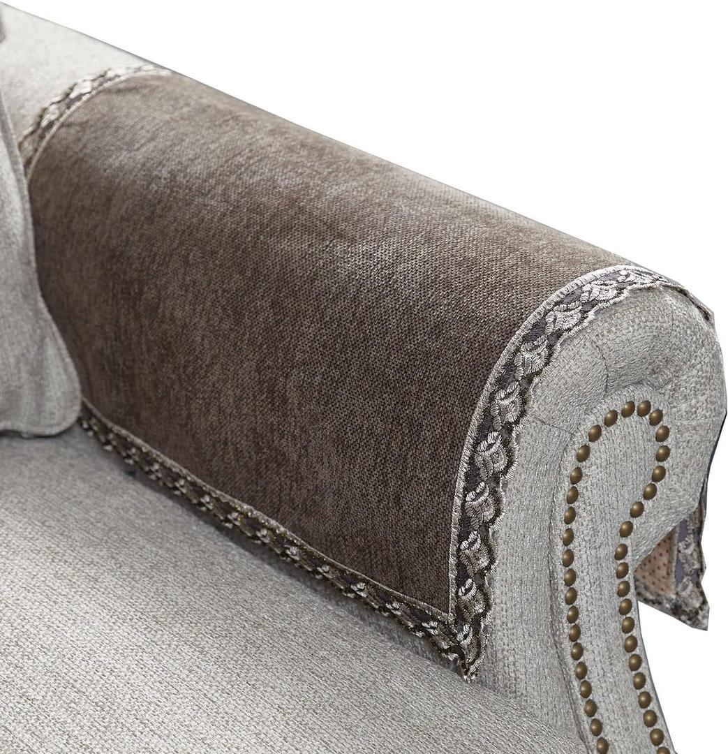 MINJIATEX Couch arm Covers,Non-Slip lace Sofa arm Covers Set of 2 Washable Sofa armrests Covers for Living Room Recliner Chair arm Cover Protectors for Leather Sofa armrest slipcover (HZW-Brown)