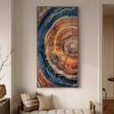 Extra Large Framed Vertical Tree Ring Wall Art for Living Room, Vintage Rustic Colorful Wood Stump Canvas Artwork for Walls, Nature Farmhouse Modern Wall Decor for Bedroom Hallway Office, 30x60 Inch