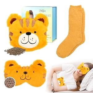 My Novel Things 
 Microwave Heating Pad with Heated Eye Mask Compress Moist for Relieve Fatigue Period Cramps Unscented Microwavable Heating Pad Cute Tiger for Women Birthday Christmas Gifts