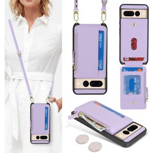 Cavor Compatible with Google Pixel 7 Pro Case Wallet, Pixel 7 Pro Crossbody Phone Case with Strap, Wallet Cover for Women,Leather Zipper Pocket Card Holder-Purple Cavor Compatible with Google Pixel 7 Pro Case Wallet, Pixel 7 Pro Crossbody Phone Case with Strap, Wallet Cover for Women,Leather Zipper Pocket Card Holder-Purple