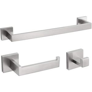 VELIMAX Premium Stainless Steel 3-Piece Bathroom Hardware Set Wall Mounted Bathroom Accessory Set - Robe Hook Toilet Paper Holder 16-Inch Towel Bar, Brushed VELIMAX Premium Stainless Steel 3-Piece Bathroom Hardware Set Wall Mounted Bathroom Accessory Set - Robe Hook Toilet Paper Holder 16-Inch Towel Bar, Brushed