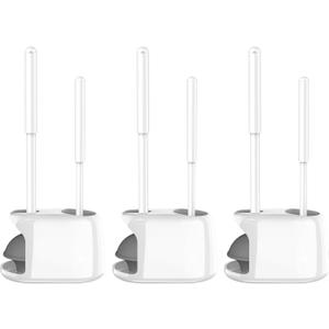 SetSail Toilet Brush Set, 3 Pack with Holder, White