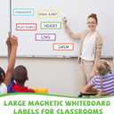 Janlaugh 12 Pcs Large Magnetic Dry Erase Labels for Classroom, 12 x 4 Inch Rectangle Magnetic Name Plates Label Flexible Magnet Stickers for Whiteboards Refrigerator(White Background+Border,Style 2)