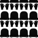 Geyoga 24 Packs Winter Beanies Hats and Magic Gloves Set for Men Women Knit Beanie Touch Screen Gloves Winter Warm Cap Gift(Black), One Size