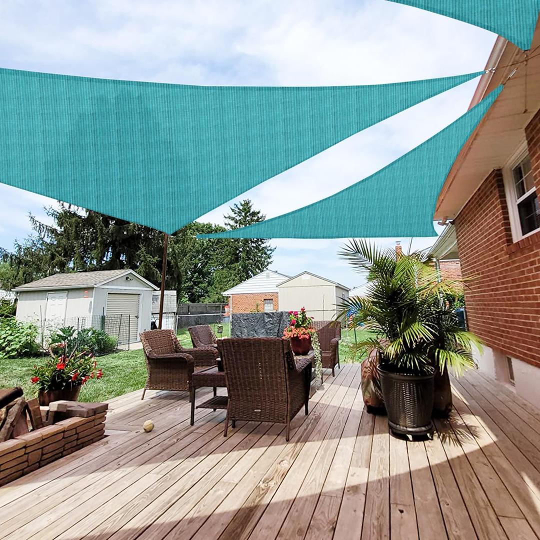 Patio Paradise 8' x 8' x 8' Sun Shade Sail Triangle Canopy Shade Cloth Fabric Sunlight Block Patio Pergola Cover HDPE Deck Awning for Outdoor Backyard Roof Shading, Turquoise