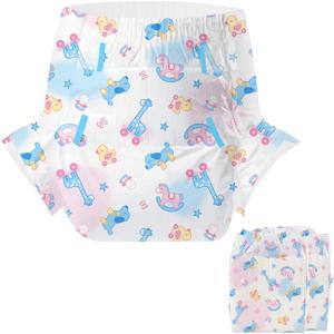 CutiePlusU Disposable Diaper Sample 2 Pieces Protective Underwear Absorbent Briefs Dry Surface White Pink (Large 37"-47")