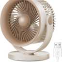 OEH USB Desk Fan, 4 Speeds Small Fan with Strong Airflow, Portable Small Desk Fan, 90° Rotate Table Fan, 28 db Quiet USB Fan for Desk, Personal Small Fans for Bedroom, Home, Office, Camping (Beige)
