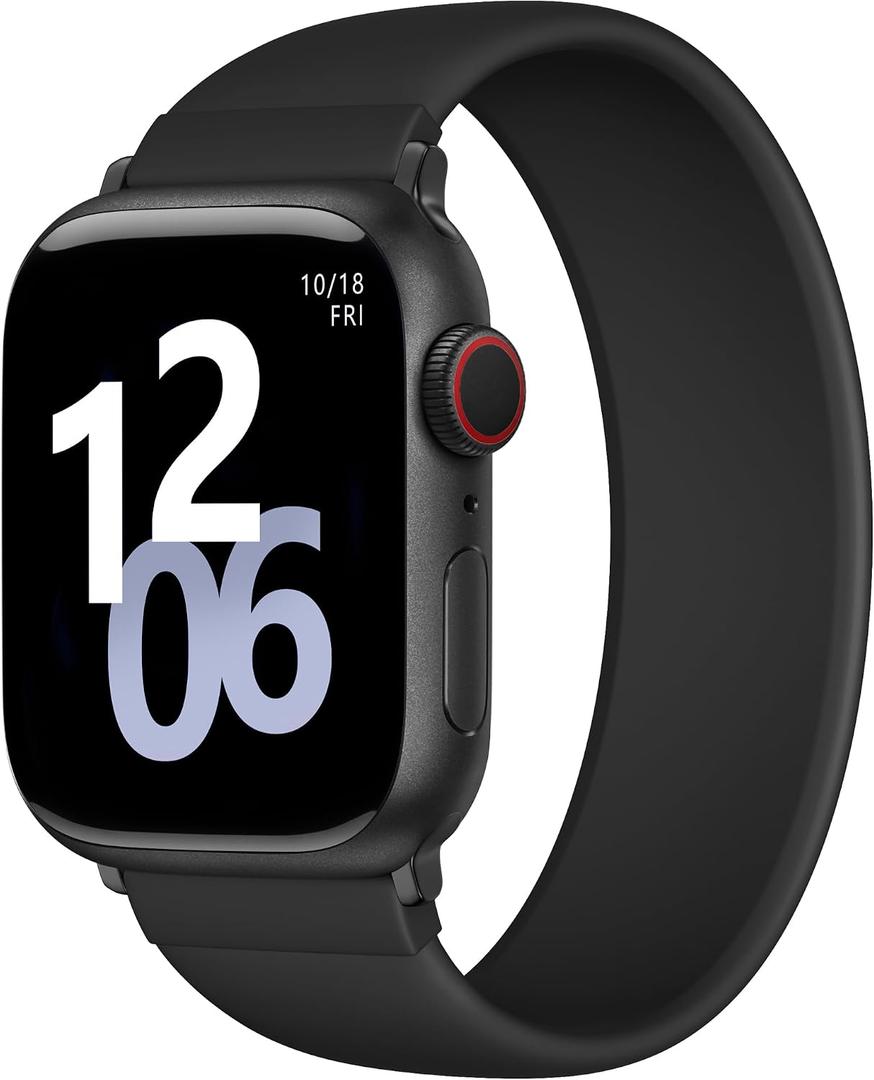Zedoli Sport Solo Loop Band Compatible with Apple Watch Bands, Women Men, Stretchy Soft Silicone Elastic Strap for iWatch, Size: 44/45/46/49/42mm(Series 3)M: 6.93"-7.48"