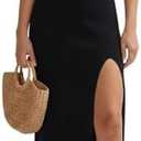 Denis Lora Skirt Sets Women 2 Piece Outfits Dressy Summer Knit Cami Top High Slit Skirt Set for Vacation Brunch and Going Out, M