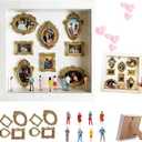DIY Mini Museum Silhouette Box, Shadow Box Frame Kit with Gold Mini Frames and Figurines, Upgrade Shadow Box Frame Kit, DIY Photo Family Memory Display Case Frame for Anniversary, Wedding, Birthday, 1"L x 1"W x 3"H