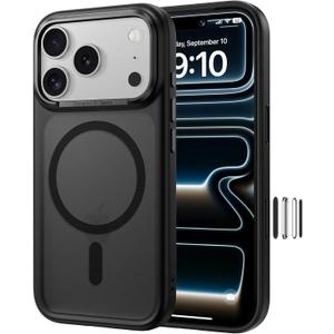 BENKS Magnetic Case for iPhone 17 Pro, Compatible with MagSafe, Military-Grade Drop Protection, Slim Translucent Matte Shockproof Bumper Protective Cover, Black