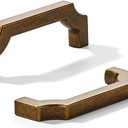 khtumeware 10-Pack 3 Inch Square Antique Brass Cabinet Pulls, Solid Zinc Alloy Heavy-Duty Handles for Kitchen/Bathroom Cabinets, Drawers & Cupboards (3 Inch Center to Center)