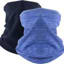 KGC 2 Pack Winter Neck Warmer Gaiter Fleece Windproof Face Mask Cover Cold Weather Scarf for Men & Women (Navyblue+blue)