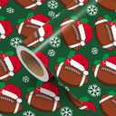 WRAPAHOLIC Football Christmas Wrapping Paper - Mini Roll - 17 Inch x 16.5 Feet - Snowflakes and Santa Hat Football Wrapping Paper for Christmas, Sport Party, Holiday, Party Celebration