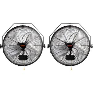 VEVOR Wall Mount Fan, 2 PCS 18 inch Manual 360-Degree Tilt Adjustment, 3-speed High Velocity Max. 4000 CFM Industrial Wall Fan for Indoor, Commercial, Warehouse, Workshop, Basement, Garage (18 Inch 2 Pack)