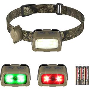EverBrite Headlamp, 300 Lumens Head Lamp for Adults, 7 Modes with White/Red/Green Light, 30Adjustable LED Headlight for Camping, Running, Hunting, 3 AAA Batteries Included