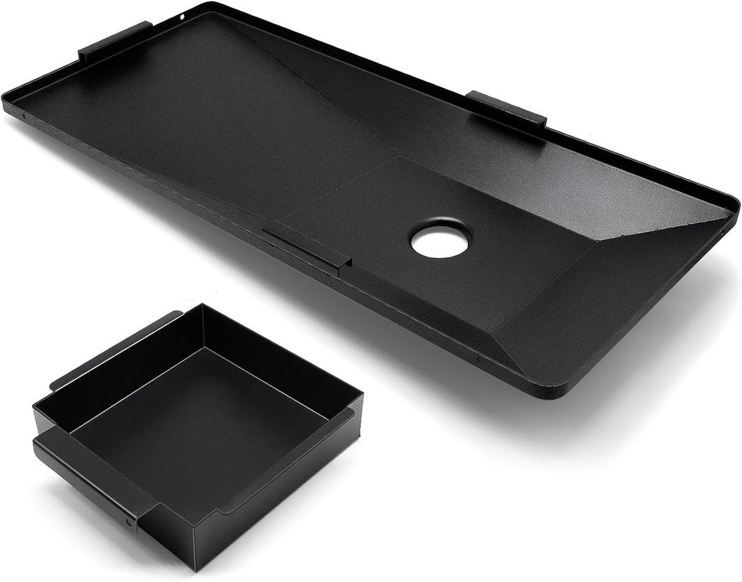 Hiorucet Grease Tray for Char Griller 5050, 5650, 5072, Texas Trio, 3070 Replacement Parts, Porcelain Enameled Steel 200163 Grill Drip Pan with Catch Pan for Chargriller Accessories.