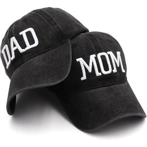 Mom and Dad Hats Fathers Day Mom Dad Gifts Hat Embroidered Adjustable Baseball Caps New Parents Gifts for Couples (One Size)