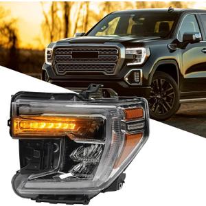 LED Headlight Assembly Compatible with GMC Sierra 1500 2019 2020 2021 2022 Replacement Headlamp with DRL LED Turn Signal Light Left Driver Side LH 84772475 GM2502496