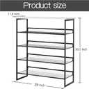 Garden 4 you Shoe Rack for Entryway 5 Tiers 11.8" D x 29" W x 36.5" H, Metal Shoe Rocks with White Wooden Tabletop, Angled Shoes Rack with Adjustable Mesh Shelves for Entryway Hallway Closet
