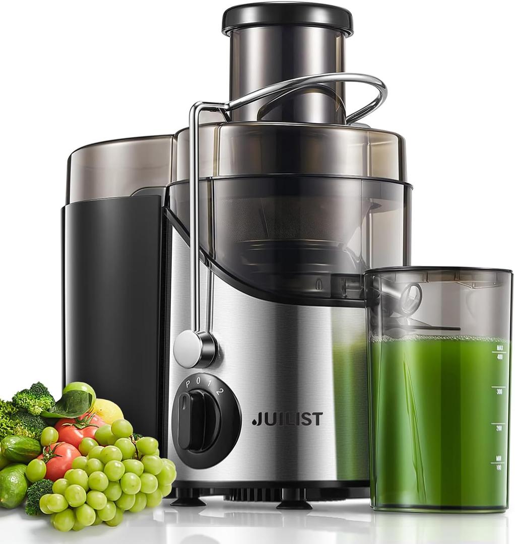 Juicer Machines, Juilist 3" Wide Mouth Juicer Extractor Max Power 800W, for Vegetable and Fruit with 3-Speed Setting, 400W Motor, Easy to Clean (Silver)