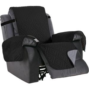 H.VERSAILTEX Reversible Quilted Recliner Covers Water Resistant Furniture Protector for Reclienr Chair with Elastic Straps for Pets Kids Sitting Width Up to 22"(Recliner, Black/Grey)