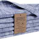 Slub Textured Dinner Napkins Set of 6-100% Cotton Cloth Napkins 18x18 Inch - Soft Durable Washable Fabric Napkins for Everyday Use & Special Occasions Christmas - Blue