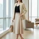 Ahlaray Women's Blazer Business Casual Lapel Collar Long Sleeve Open Front Work Office Suit Jackets Blazer, Medium, Apricot