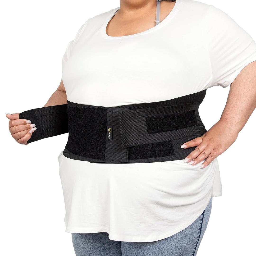 BraceUP Plus Size Back Brace for Woman and Man - 3XL to 5XL Extra Large Lower Back Support with Straps and Compressions, Herniated Disc Back Pain Relief, Abdominal Plus Size Binder (3XL) (3XL (52-62 In))