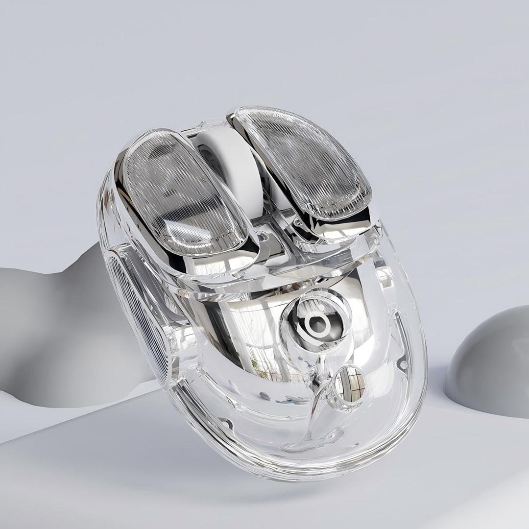 EWEADN Q9 Wireless Clear Mouse Dual Mode Bluetooth & 2.4G USB Computer Mouse with RGB Lighting, Silent Clicks, Multi-Device Compatibility for Laptop, PC, MacBook, iPad Cute Mouse-Sliver (Silver)