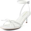 Shoe'N Tale Women's Kitten Heels Bow Strappy Heeled Sandals Square Open Toe Fashion Dressy Wedding Party Shoes 8