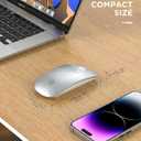 RAPIQUE R306 Wireless Mouse, Bluetooth 5.1 & 2.4GHz Dual Mode Silent Mouse, Silver Gloss Top with White Matte Base, Slim Portable Mouse for Laptop, MacBook,Tablet, Chromebook (Silvery)