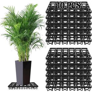 10 PCS Pot Elevators for Plants Outdoor Plant Stands for Patio 17 x 11 Inch Flower Pot Stand Outdoor Heavy Duty Plant Pot Holder Black Plant Riser for Inside Pots, Garden