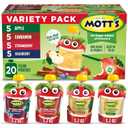 Mott's No Sugar Added Applesauce Variety Pack, 4 Flavors  Apple, Strawberry, Cinnamon & Blueberry, Made from Real Fruit, No Artificial Flavors, 3.2 Clear Pouches, 20 Pack